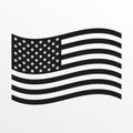 USA waving flag icon. Black and white United States of America national symbol. Vector illustration Royalty Free Stock Photo